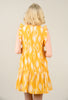 Ikat Print Tiered Dress, Yellow