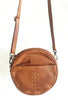 Fleming Round Leather Handbag, Cognac